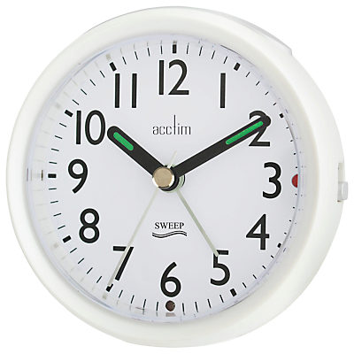 Acctim Round Sweep Alarm Clock, Pearl White Acctim Round Sweep Alarm Clock, Pearl White